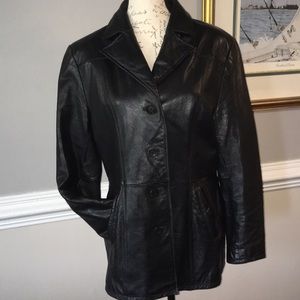 100% Leather Black Jacket - excellent Vintage Cond